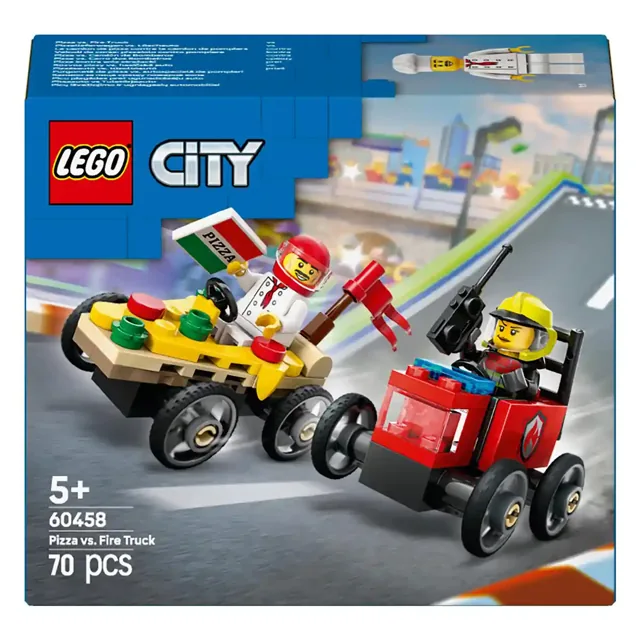 Lego 60458 Pizza vs. Fire Truck Race Car Pack price comparison Qatar – cheapest at Toys4me