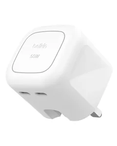 Belkin 50W Dual USB-C Gan Charger White product image