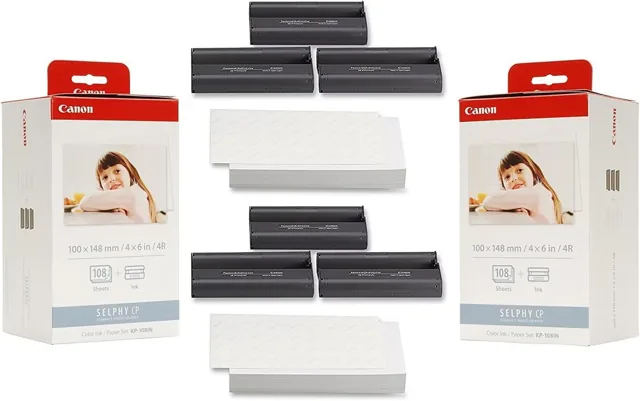 Canon KP-108IN Ink Paper Set (2) Pack - 216 Prints, 3115B001-X2, Cyan, Magenta, Yellow, Magenta price comparison in Qatar