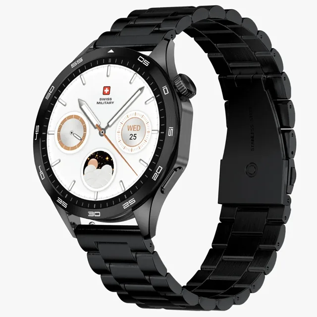 Swiss Military Smart Watch Fitness & Health Tracker SM-WCH-INTL-BLKFBMS Black Metal Strap price comparison Qatar – cheapest at Carrefour Qatar