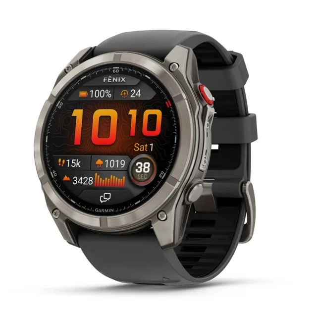 Garmin Smart Watch Fenix 8 51mm Amoled Sapphire Titanium Grpht/Sparkorg Band, Titanium product image