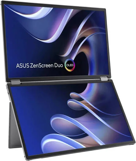 ASUS ZenScreen Duo OLED MQ149CD Foldable Portable Monitor, Dual 14" OLED Display, FHD Resolution, 60Hz Refresh Rate, 1ms (GtG) Response Time, 1073.7m Color Display | 90LM0AKV-B01N70 price comparison Qatar – cheapest at Microless