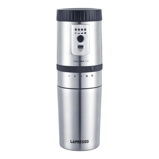 LePresso Portable Coffee Maker / Built-in Grinder / Battery Operated / With Stainless Steel Cup product image