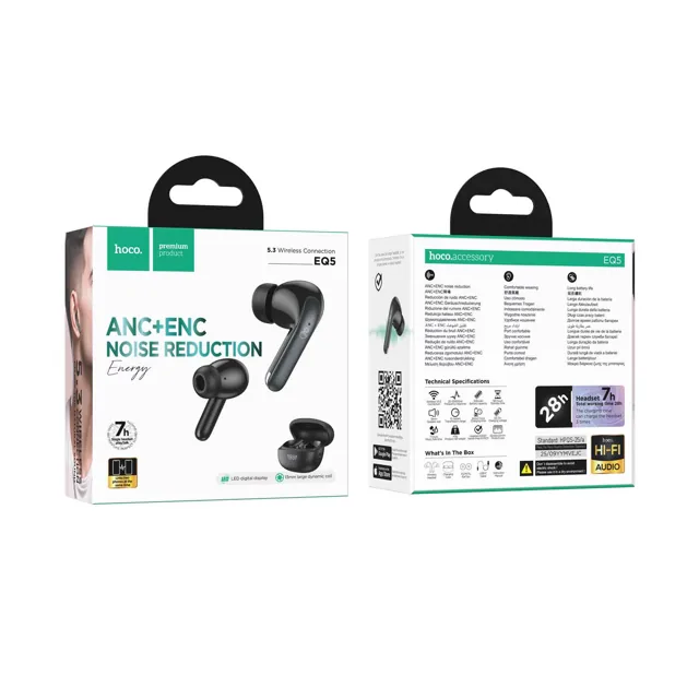 Hoco TWS ANC Earbud EQ5, Black product image