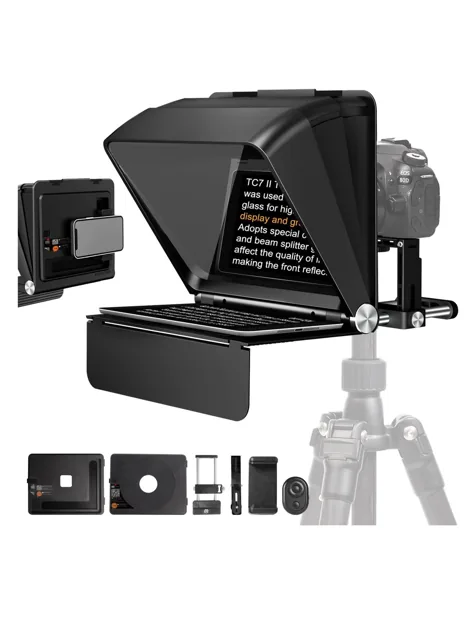 LENSGO Teleprompter 7.9'' for iPhone Smartphone DSLR/SLR Cameras with Remote Control APP Compatible with iOS/Android for YouTube/Interview/Online Teaching/Live Streaming (TC7II for Camera/Phone) price comparison Qatar – cheapest at GridTrust via Microless