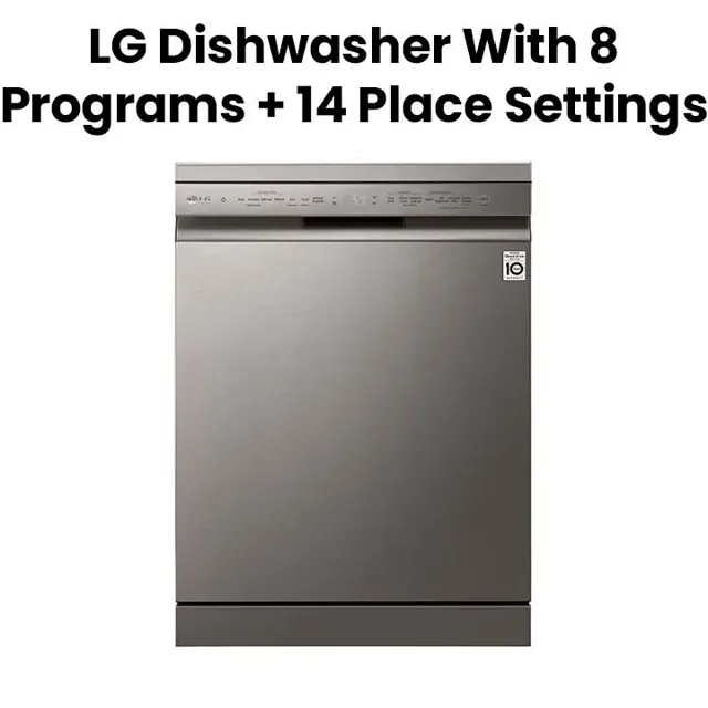 LG Dishwasher with 8 Programs + 14 Place Settings, Platinum Silver, DFC435FP price comparison Qatar – cheapest at Jumbo Souq