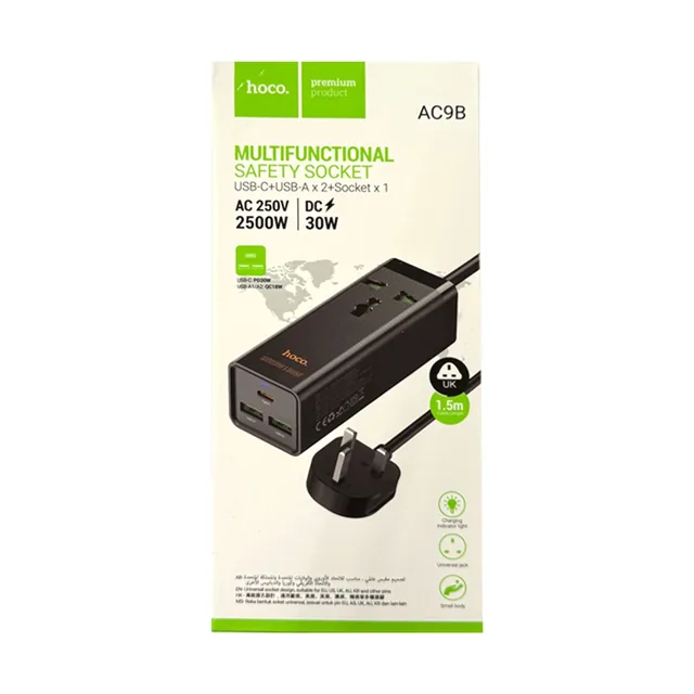 Hoco Multifunctional Safety Socket AC9B price comparison in Qatar