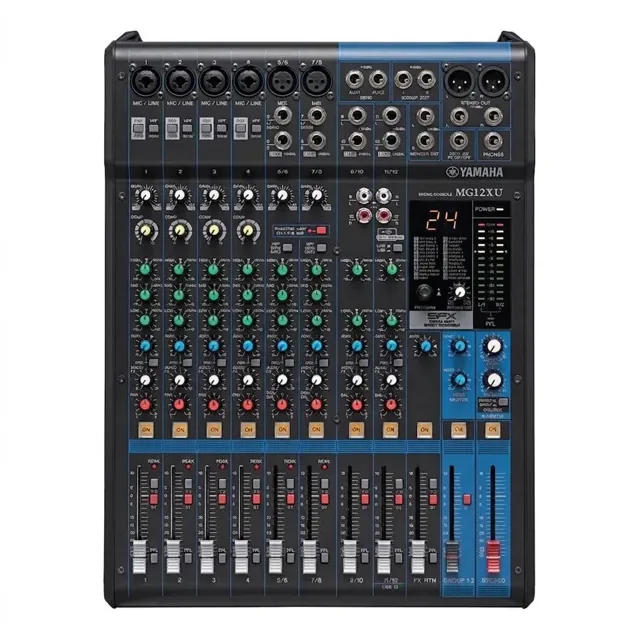 Yamaha MG12XU 12-Channel Mixing Console with SPX Effects – D-PRE Mic Preamps, 24-Bit/192kHz USB Audio Interface, +48V Phantom Power, 1-Knob Compressors, 2 AUX Sends product image