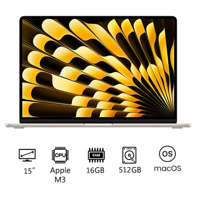 Apple MacBook Air 15 M3 - Starlight, 512GB, 16GB RAM product image
