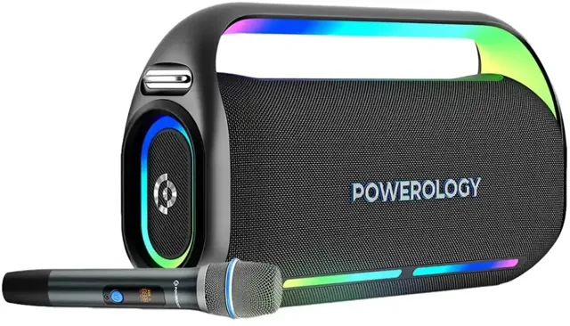 Powerology Deep Bass Party Speaker,Pwlau012,Black price comparison Qatar – cheapest at Ansar Gallery